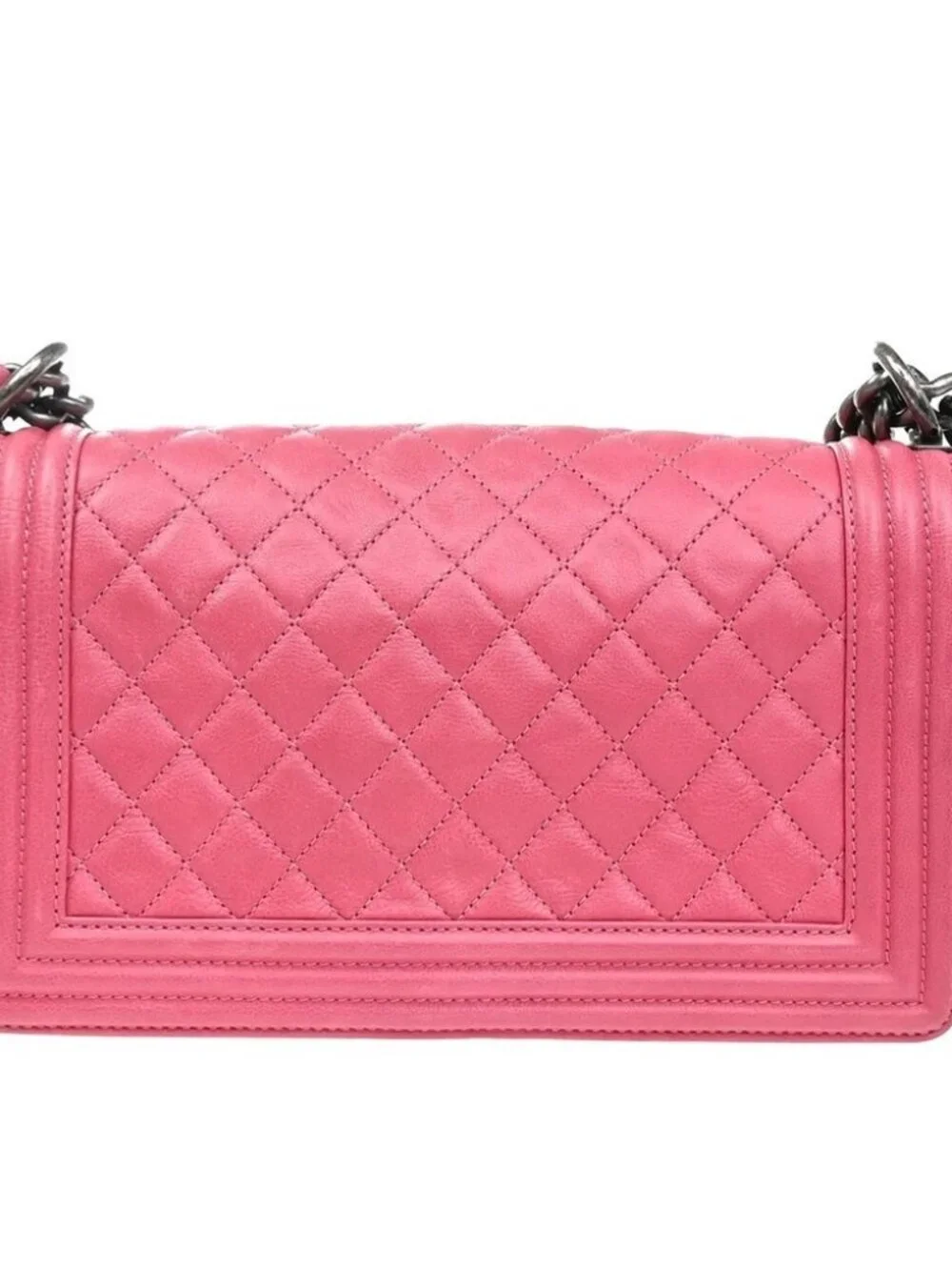 CHANEL CC Boy Chain Shoulder Bag Leather Pink SHW Italy